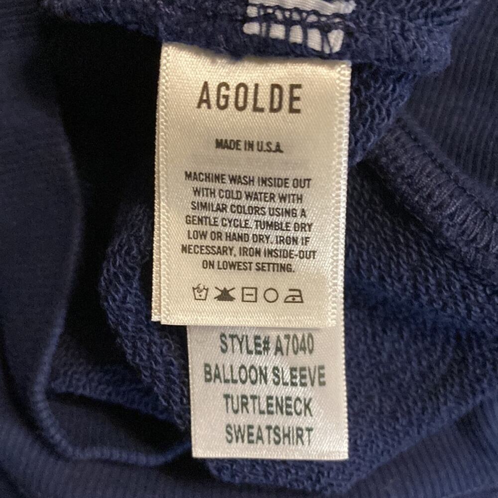NWOT Agolde Cotton Balloon Sleeve Turtleneck Sweatshirt in Artic XS - Picture 11 of 12